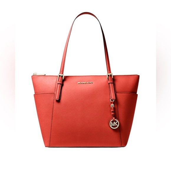 Michael Kors Jet Set Large Saffiano Leather Top-Zip Tote Bag - Picture 1 of 13